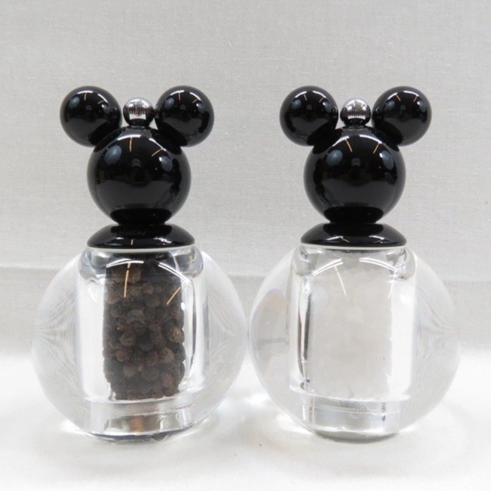 Disney Black and Clear Mickey Mouse Salt and Pepper Shakers